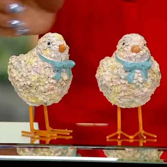 Set of 2 Floral Chicks with Ribbon Accent by Valerie New from QVC - Picture 1 of 6